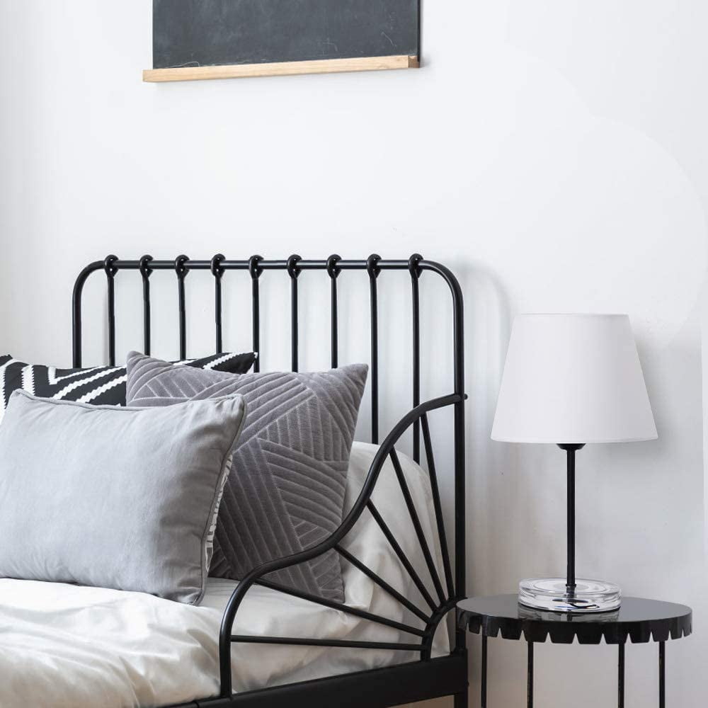 Haitral Modern Black Bedside Lamp with Acrylic Base Set of 2