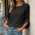 thumbnail image 2 of Tfken Summer Tshirts For Women Half Sleeve Crew Neck Tops Tees Casual Baggy T-Shirts Ladies Classic Clothes Outdoor Size L Black, 2 of 4