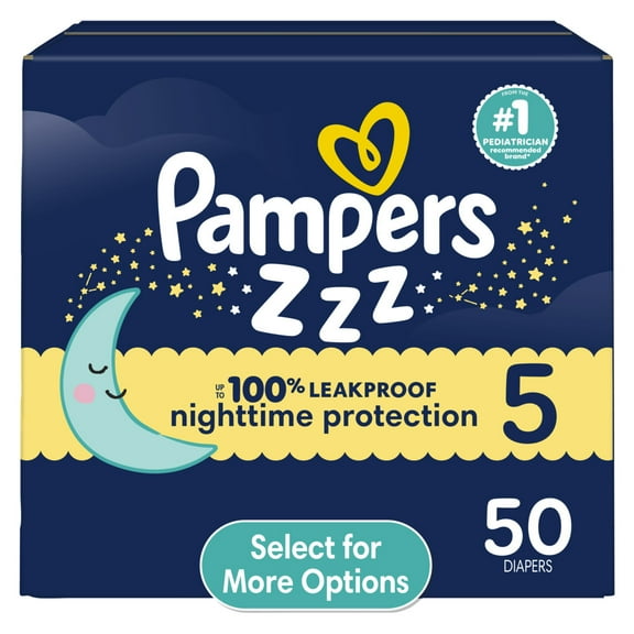 Pampers Swaddlers Overnight Zzz Baby Diapers Size 5, 50 Count (Select for More Options)