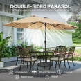 thumbnail image 4 of Outsunny Parasol de Patio Double Face de 15 Pi, Parasol d'Extérieur avec Base, Kaki, 4 of 10