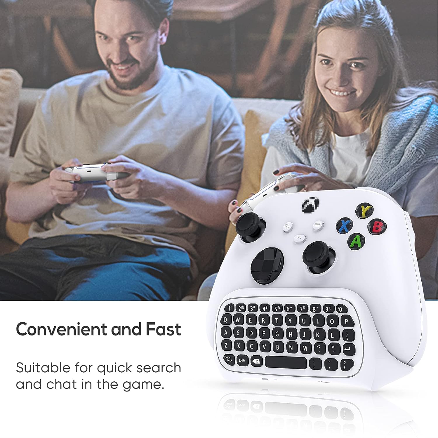 Keyboard for Xbox Series X/S/One/One S Controller, Wireless Chatpad Bluetooth Gaming Keypad with USB Receiver,Built-in Speaker,3.5mm Audio Jack Accessories for Xbox (Controller Not Included),White