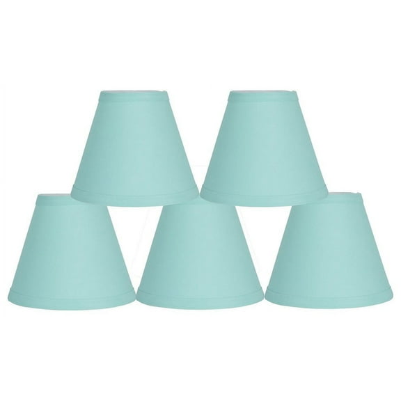 Urbanest Cotton Chandelier Empire Clip-on Shade, 3″ Top × 6″ Bottom × 5″ Slant Height – Replacement Lamp Shades for Chandelier, Pendant Light, Wall Sconce & Small Table Lamp, 5-Piece, Turquoise
