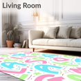 thumbnail image 2 of ODIKA 8'x10' Machine Washable Non-Slip Area Rug, Pastel Carnival Alphabet with Swirling Ribbons and Delightful Confetti Letters High Traffic Rug, Pink, 692085, 2 of 7