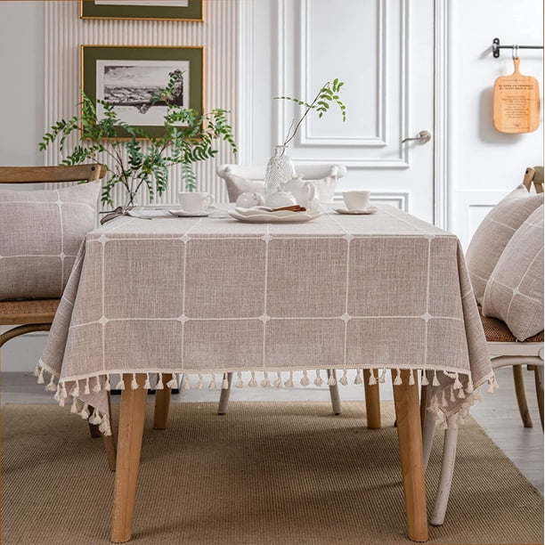 Nvzi Mantel rústico rectangular de arpillera gruesa de lino y algodón, manteles de mesa impermeables y sin arrugas para cocina y comedor, 55 x 70 pulgadas