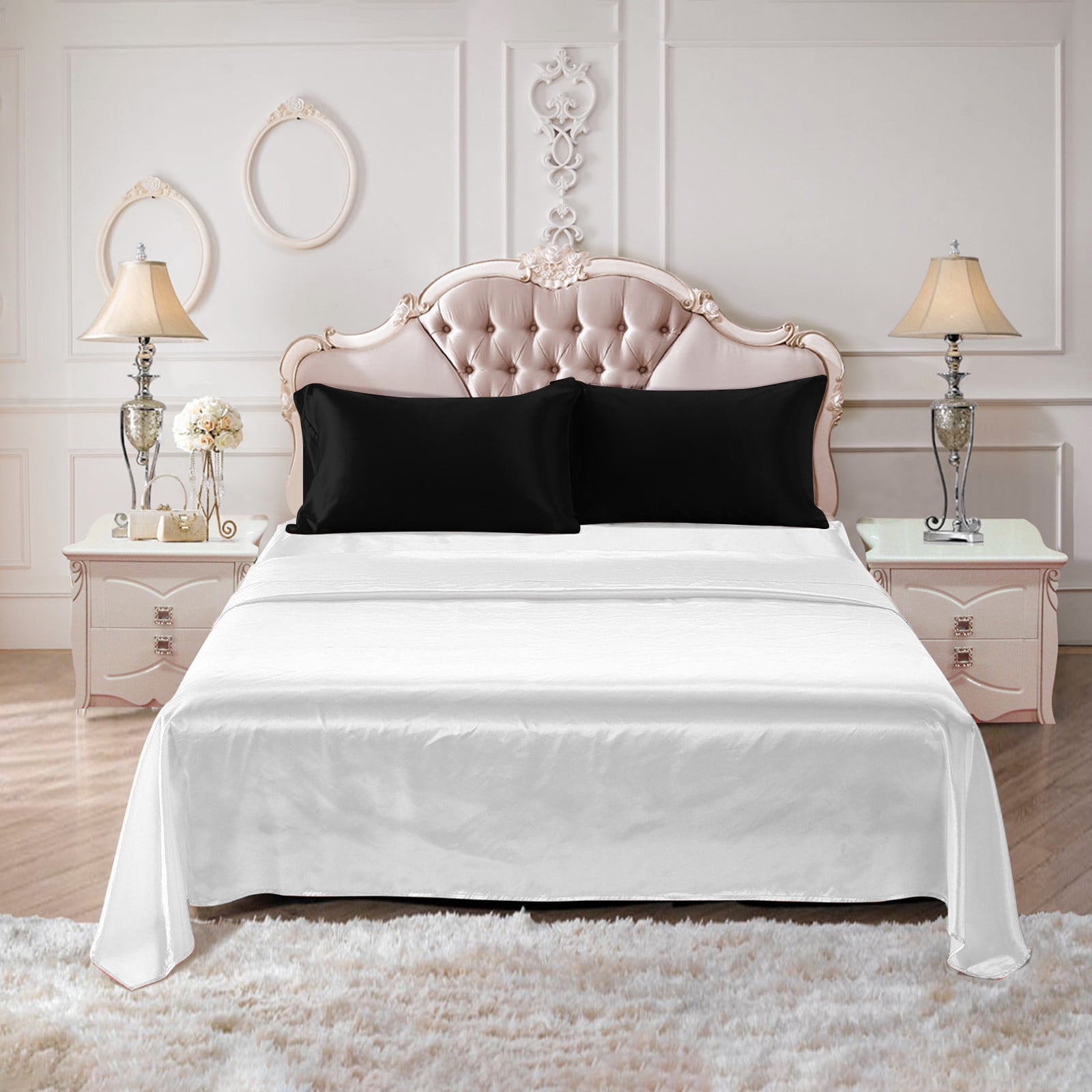 Hvmvliv Silk Pillowcase Satin Pillowcase Pillowcases Standard Size Set of 2 Luxury and Soft Satin Pillowcovers 2 Pack (20x30 Inches) Black