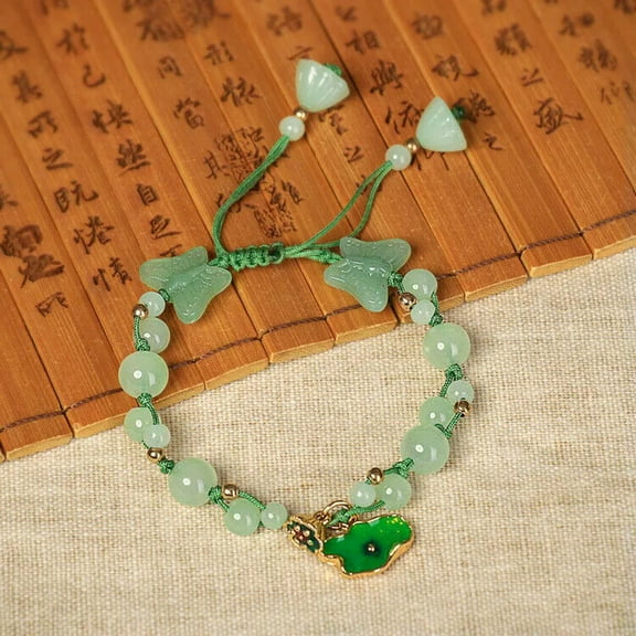 K-KED Jade Lotus Leaf Bracelets Real 925 Silver Green Natural Delicate Jewelry Bangles-default