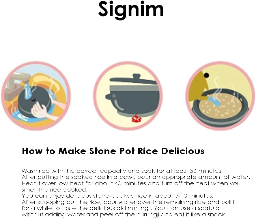 Non-stic Traditional Stone Rice Cooker Cauldron Multi Cooker 15cm Nurungji,Crust of Overcooked Scorched Rice Korea