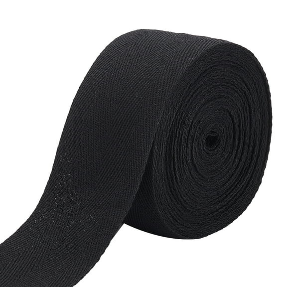 9.84 Yards Black Herringbone Cotton Twill Tape Ribbon 50mm/2Inch Wide Soft Natural Webbing Tape Roll for DIY Craft Sewing Handle Cloth bag Handbag Tote