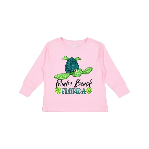 Inktastic Miami Beach, Florida Happy Sea Turtle Boys or Girls Long Sleeve Toddler T-Shirt