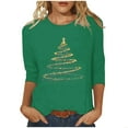 thumbnail image 3 of VKOYWKM Womens Christmas T Shirts Xmas Tree Graphic Tees 3/4 Length Sleeve Women Tops Casual Crew Neck Holiday Tunic Blouses, 3 of 6
