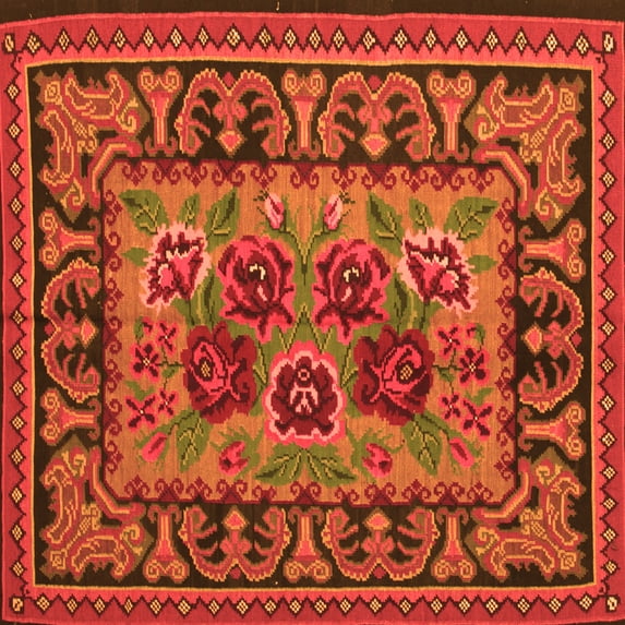 Ahgly Company Indoor Square Persian Orange Traditional Area Rugs, 6' Square