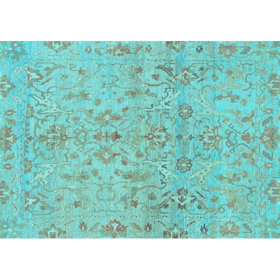 Ahgly Company Indoor Rectangle Oriental Light Blue Traditional Area Rugs, 8' x 12'