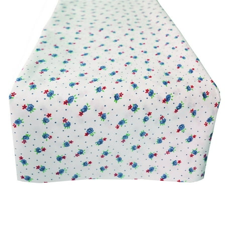 

Cotton Print Table Runner Floral Tiny Flower Dots Blue