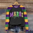 thumbnail image 4 of Sexlip Womens Long Sleeve Sweatshirt Mardi Gras Letter Print Design Contrast Sleeve Soft Fabric Comfortable Silhouette for Casual Occasions Black M, 4 of 4