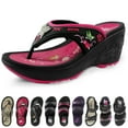 thumbnail image 1 of GP Wedge Platform Flip Flop Sandals for Women: 9079 Black Fuchsia, EU39 (US Size 7.5 - 8), 1 of 8