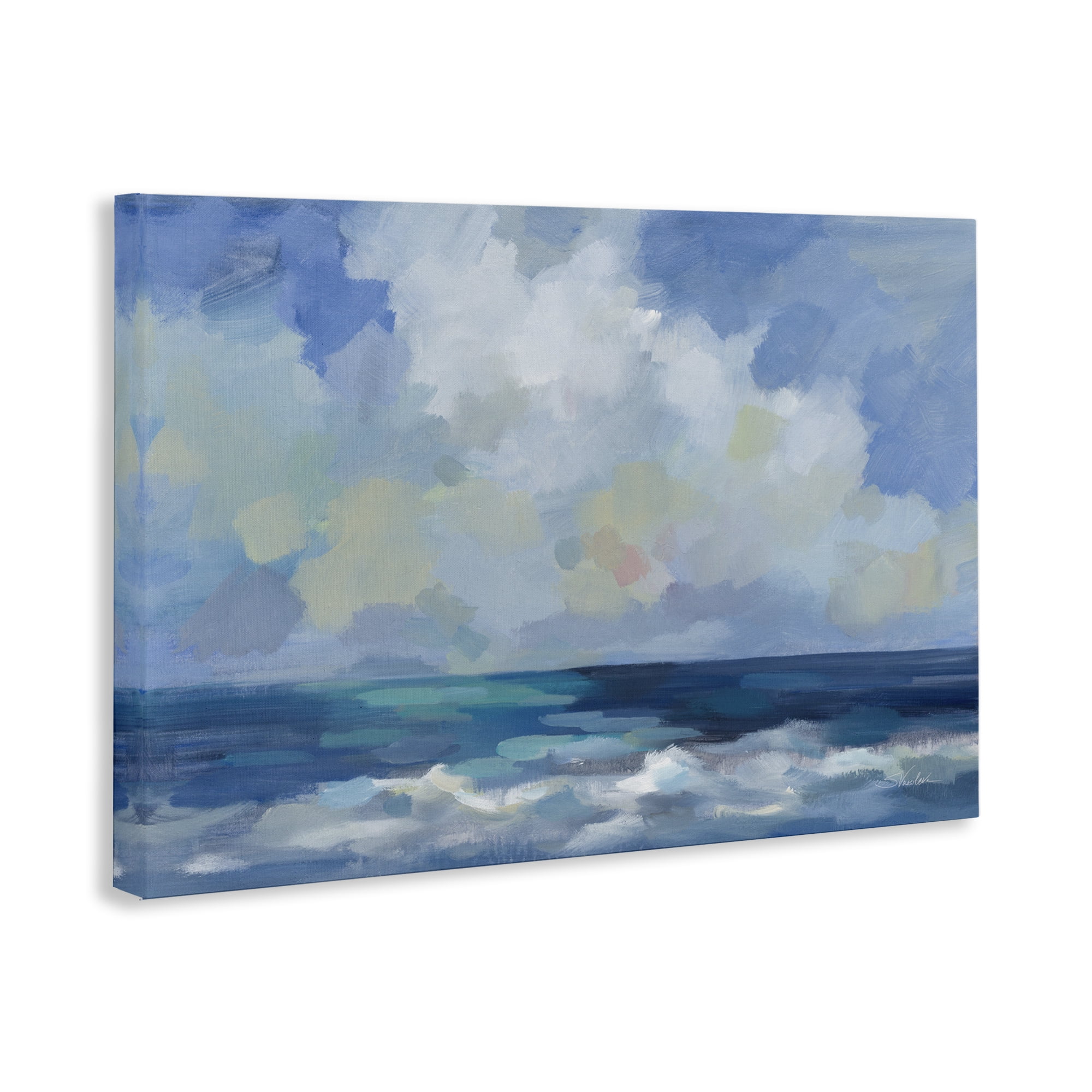 Stupell Industries Nautical Waves & Clouds Nautical & Beach Painting Wrapped Canvas Art Print Wall Art, 45 x 30