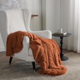 thumbnail image 5 of GentleSoft Fuzzy Sherpa Faux Fur Twin Blanket Burnt Orange Cozy Gifts for Women Men, Soft Fleece Plush Warm Thick Blanket Twin Size for Bed, Room Dorm Essentials Orange Decor Gifts, 60x80, 5 of 8