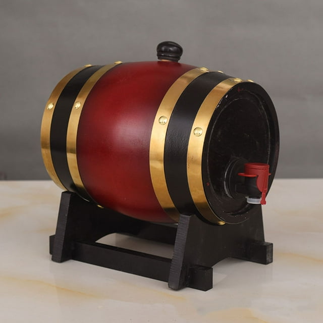 OULII Baril en Chêne Rétro Baril en Bois Multi-Rangement pour Amateurs de Boissons 1 Ensemble
