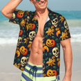 thumbnail image 4 of Uemuo Halloween Skull Printed Regular Fit Short Sleeve Casual Hawaiian Shirt for Men,Aloha shirt,Tropical shirt,Floral print shirt,Vacation Beach shirt-XX-Large, 4 of 9