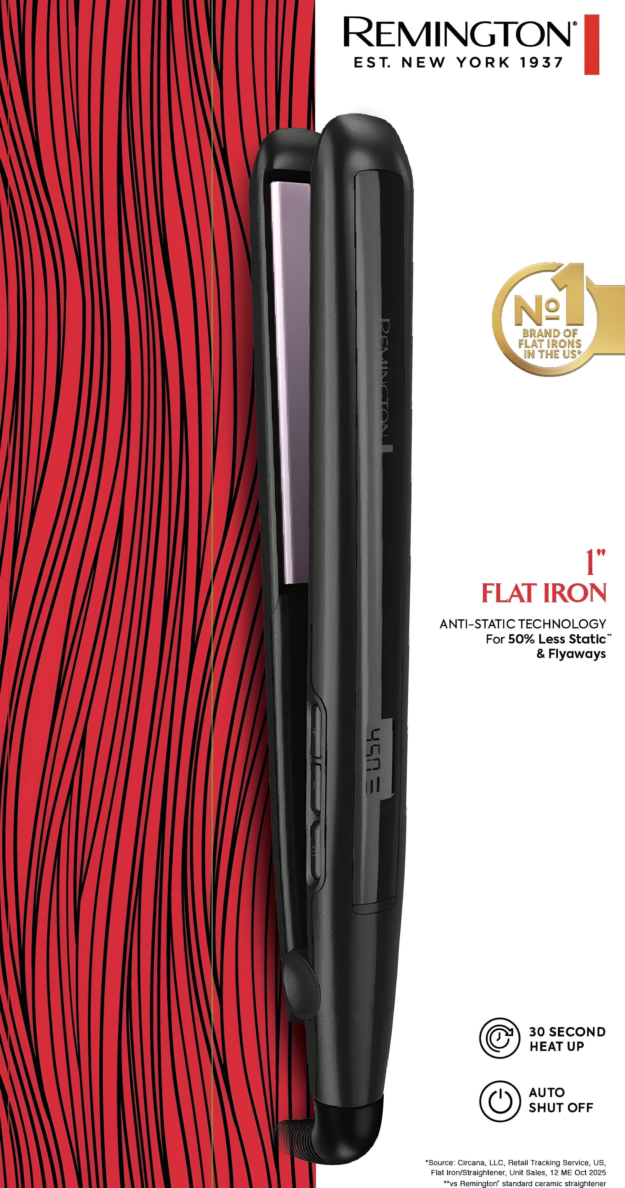Remington 1” Flat Iron with Anti-Static Technology, S5500G