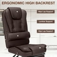 thumbnail image 4 of Hoffree Executive Office Chair Ergonomic Computer Desk Chair Reclining High Back Leather Office Chair with Footrest Lumbar Back Support Swivel Rolling for Home Office Brown, 4 of 9