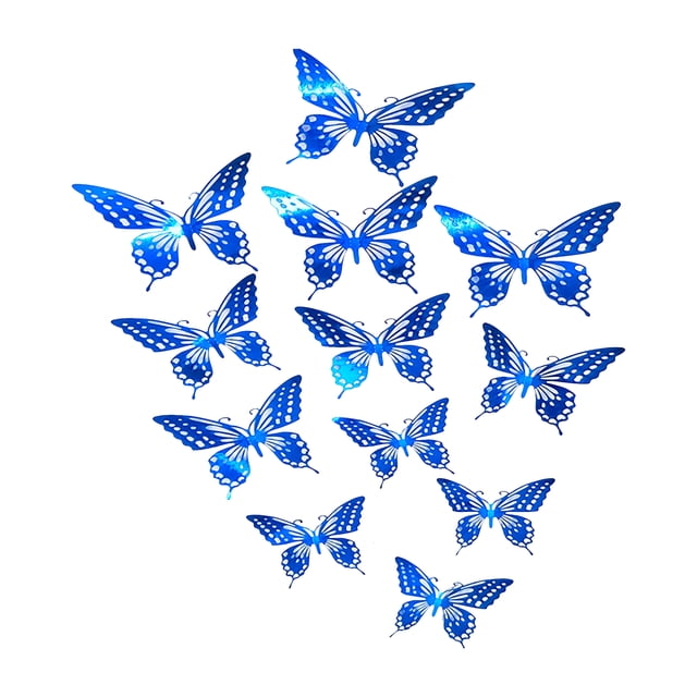 12Pcs Wall Stickers Hollow Out Butterfly Shape Wall Decal 3D Cut-Out Sticker Refrigerator Stickers Decorative Paper Butterfly For Diy Art Decoration Removable Sticker