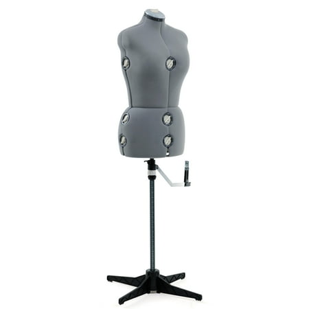 SINGER Female Adjustable Gray Dress Form Fits Sizes 10-18 Pinnable Mannequin Body Torso with 360 Degree Hem Guide, Foam-Backed Fabric Exterior, 12 Dials, Tri-Pod Stand
