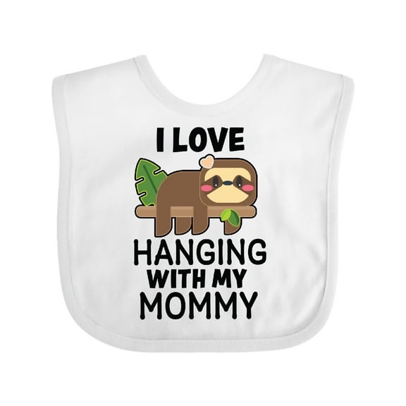 Inktastic I Love Hanging out with My Mommy with Sloth Boys or Girls Baby Bib