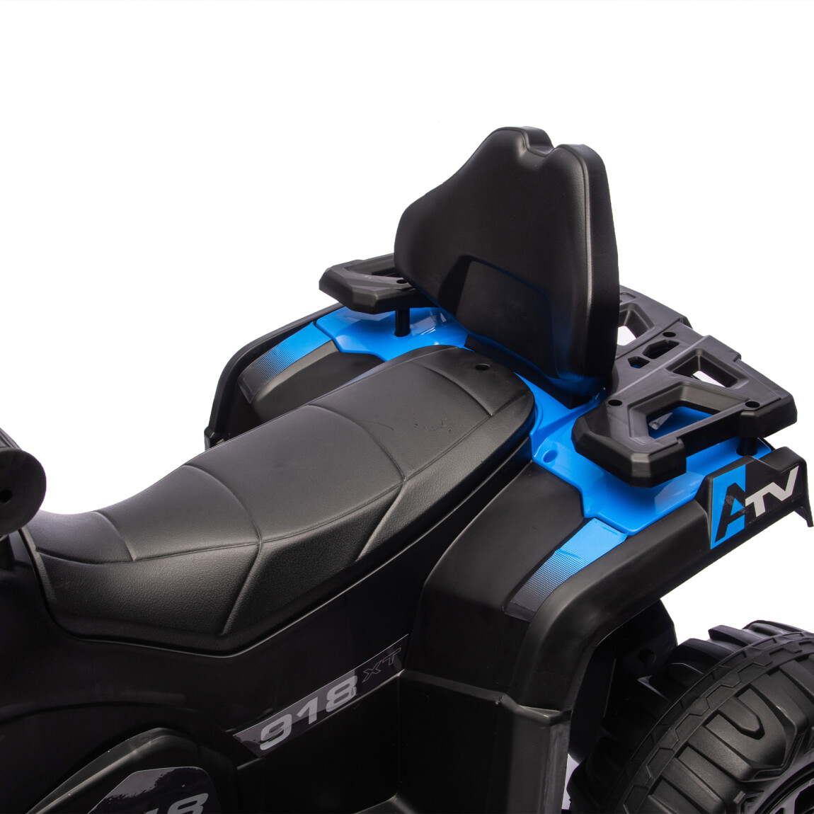 24V Electric Ride-On ATV, 2WD Electric 4-Wheeler with Decorative Flags, Built-in Music, USB Port, Electric Ride On Car for Kids 3-6, Blue