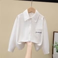 thumbnail image 5 of Fancifize Long Sleeve Shirts for Girls Collared Button Up School Uniform Blouses Kids Casual Solid Color Tops, 5 of 6