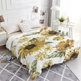 thumbnail image 3 of Farm Sunflower Blanket Soft Flannel Fleece Throw Blanket, 50"x60" Watercolor Summer Floral Warm Cozy Comfort Blankets Bedspread for Bed Sofa Couch All Seasons Use Retro Blossom Flower, 3 of 6