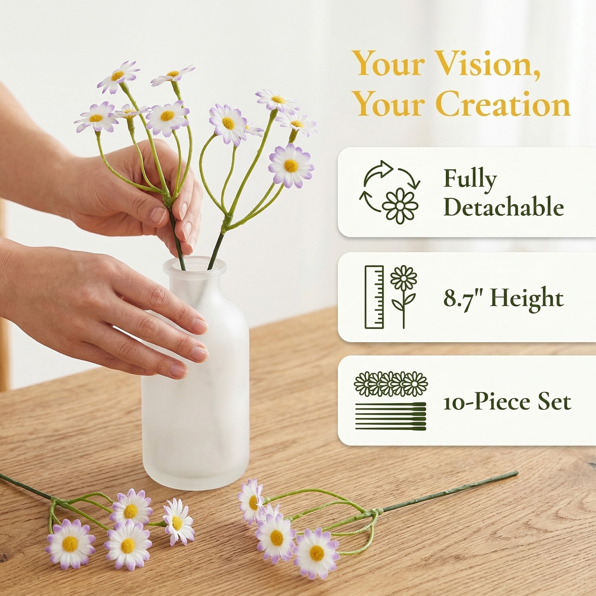 Unique Bargains Artificial Silk Daisies Faux Wildflower Purple 8.7inch
