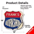 thumbnail image 2 of Frank's Workshop (2 Pack) 18 inch X 18 inch Shield Shaped Heavy Duty 3.2 mil Vinyl Decals Weather Resistant, UV Protected To last, Gift for Dads and Uncles Classic Americana Crafted in, 2 of 6