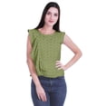 thumbnail image 1 of Moomaya Hauts pour Femmes Travail Décontracté Imprimé Col Rond à Volants Crop Top Décontracté, 1 of 4