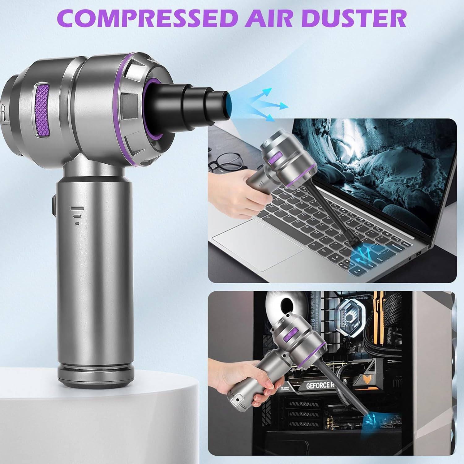 Car Vacuum Cleaner,22000PA High Power Mini Vacuum Cleaner,Rechargeable Handheld Vacuum,Portable Cordless Compressed Air Duster Air Blower for Car Home