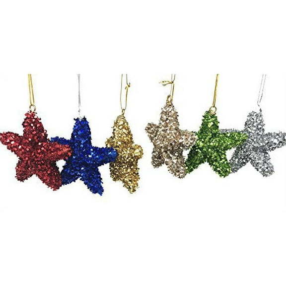 AK Trading Christmas Star Ornaments 3D Shatterproof Christmas Decorations Tree Balls for Party Decoration, Christmas Tree Decoration, 3.5 Inches
