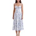 thumbnail image 1 of Fashion Print Bustier Sundress Drawstring Lace Sleeveless Dress For Women, 1 of 5