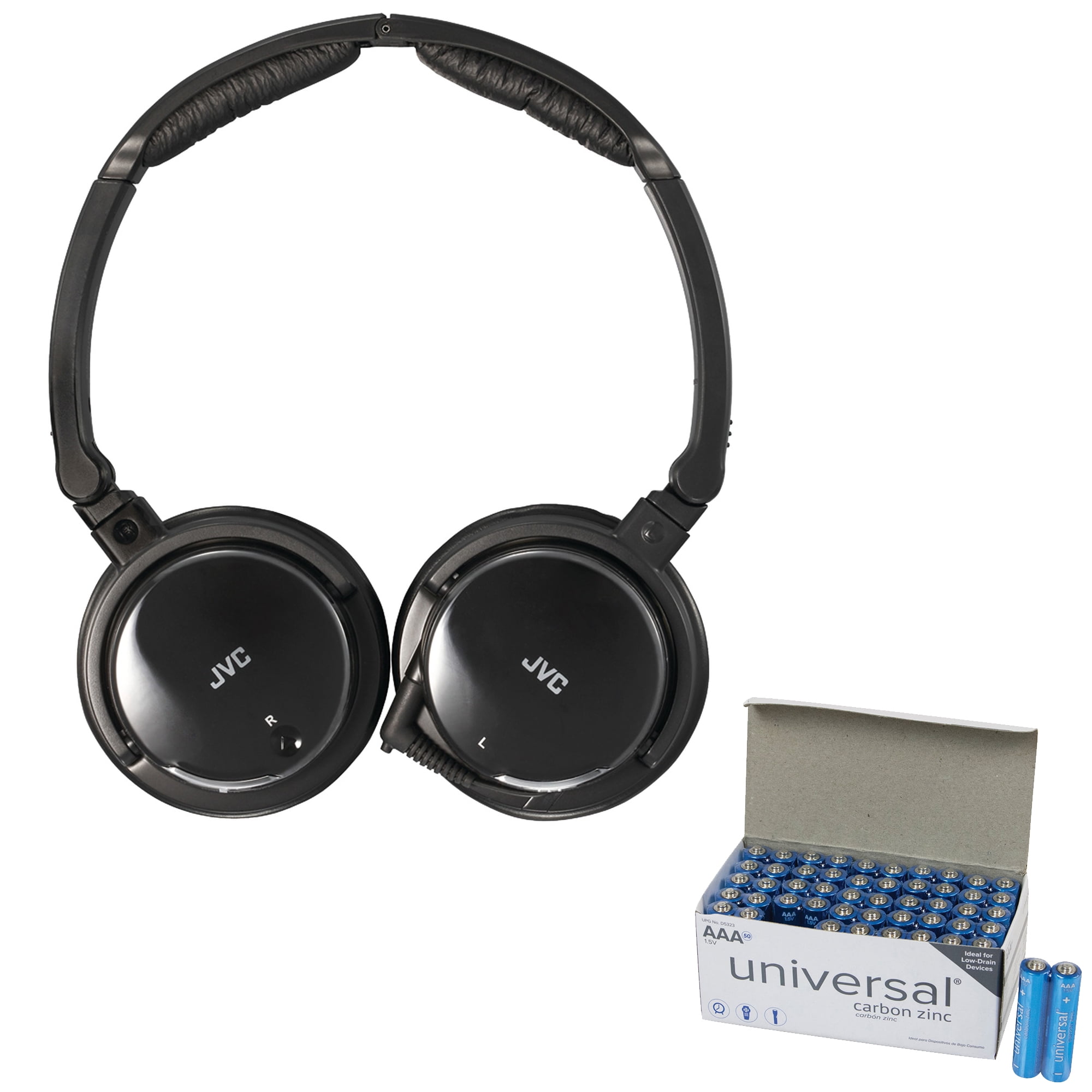 JVC HANC120 NoiseCanceling Headphones With Retractable Cord & UPG AAA