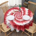 thumbnail image 3 of Red White Tie Dye Spiral Pattern Round Tablecloth 60"x60",Wrinkle Wipeable Table Cloth for Kitchen Dining Room Picnic Patio Party, 3 of 6