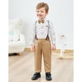 thumbnail image 2 of ZOEREA Baby Boy Clothes Suits 4PCS Gentleman Outfit Dress Romper Beret Hat Suspender Pants Bow Tie Wedding Set, 2 of 11