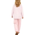 thumbnail image 5 of THDHVS Toddler Outfits for Girls,Unisex Kids Plaid Round Neck Long Sleeve Top Pants Thermal Underwear Pajama Spring Summer 2 Piece,Girls' Clothing Sets Pink 3-4 Years, 5 of 7