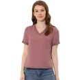 thumbnail image 1 of Blusa Informal Allegra K con Cuello En V Y Manga Corta Para Mujer con Puntos Suizos Semitransparentes Baya Apagada XS, 1 of 4