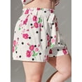 thumbnail image 2 of Pantalones cortos de papel de impresión floral de talla grande Rosegal  Pantalones cortos de talla grande, 2 of 5