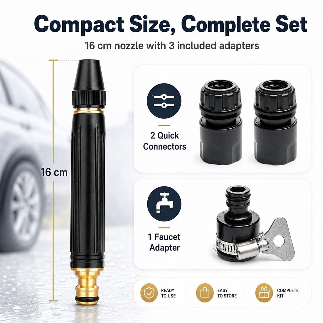 High Pressure Hose Nozzle – Garden Hose Sprayer with Adjustable Patterns, Home Car Wash Water Gun for Plant Watering, Patio Cleaning & Pet Bathing