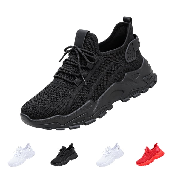 Domzle Women's Lace Up Walking Shoes Breathable Ultra Lightweight Sport Casual Ladies Girls Fashion Platform Sneakers Black