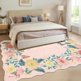 thumbnail image 3 of Garvee 9'x12' Floral Area Rugs, Washable Boho Rugs Ultra Soft Print Carpet, Non-Slip Low Pile Rug Stain Resistant Distressed Indoor Rugs for Living Room Bedroom Dining Room, Pink, 3 of 9