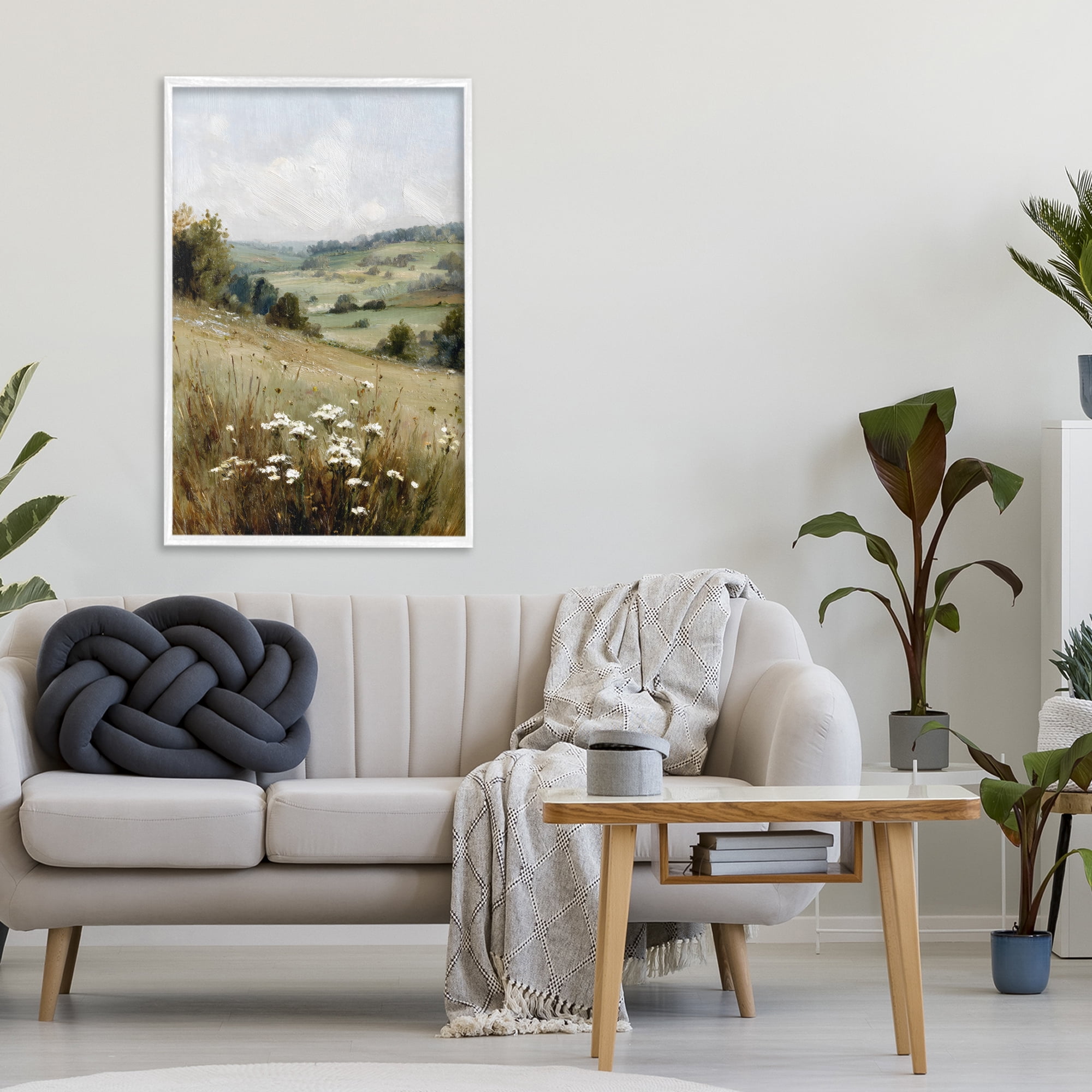 Stupell Industries Hill of White Flowers White Framed Giclee Art, design by Petal Prints Design