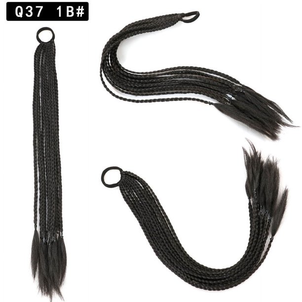 Zhuge extensiones de cola de caballo trenzada sintética, accesorios de cabello de moda trenzados sintéticos suaves naturales para uso diario de mujeres, negro natural