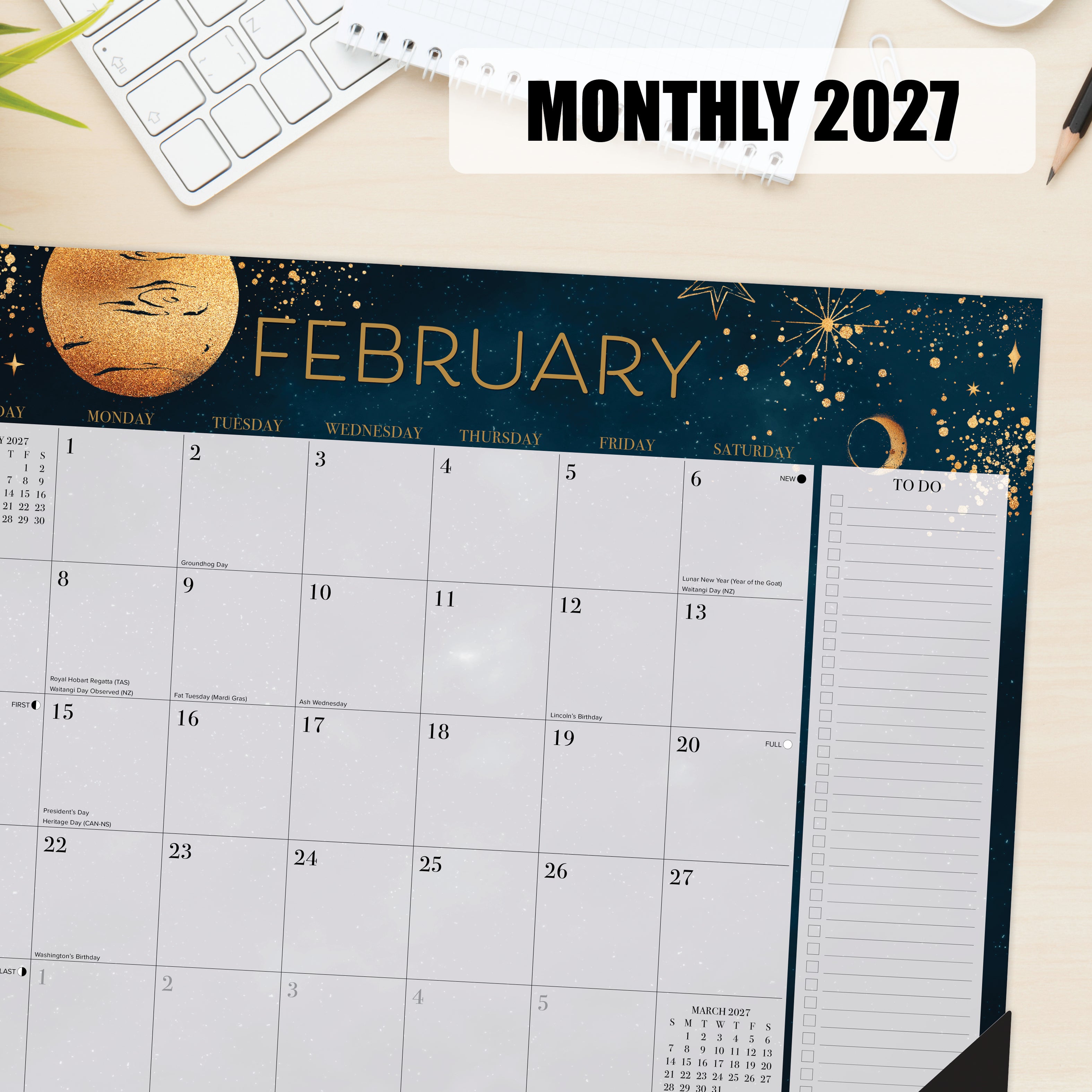 Willow Creek Press Moon Magic 2027 22" x 17" Large Monthly Deskpad (66607)