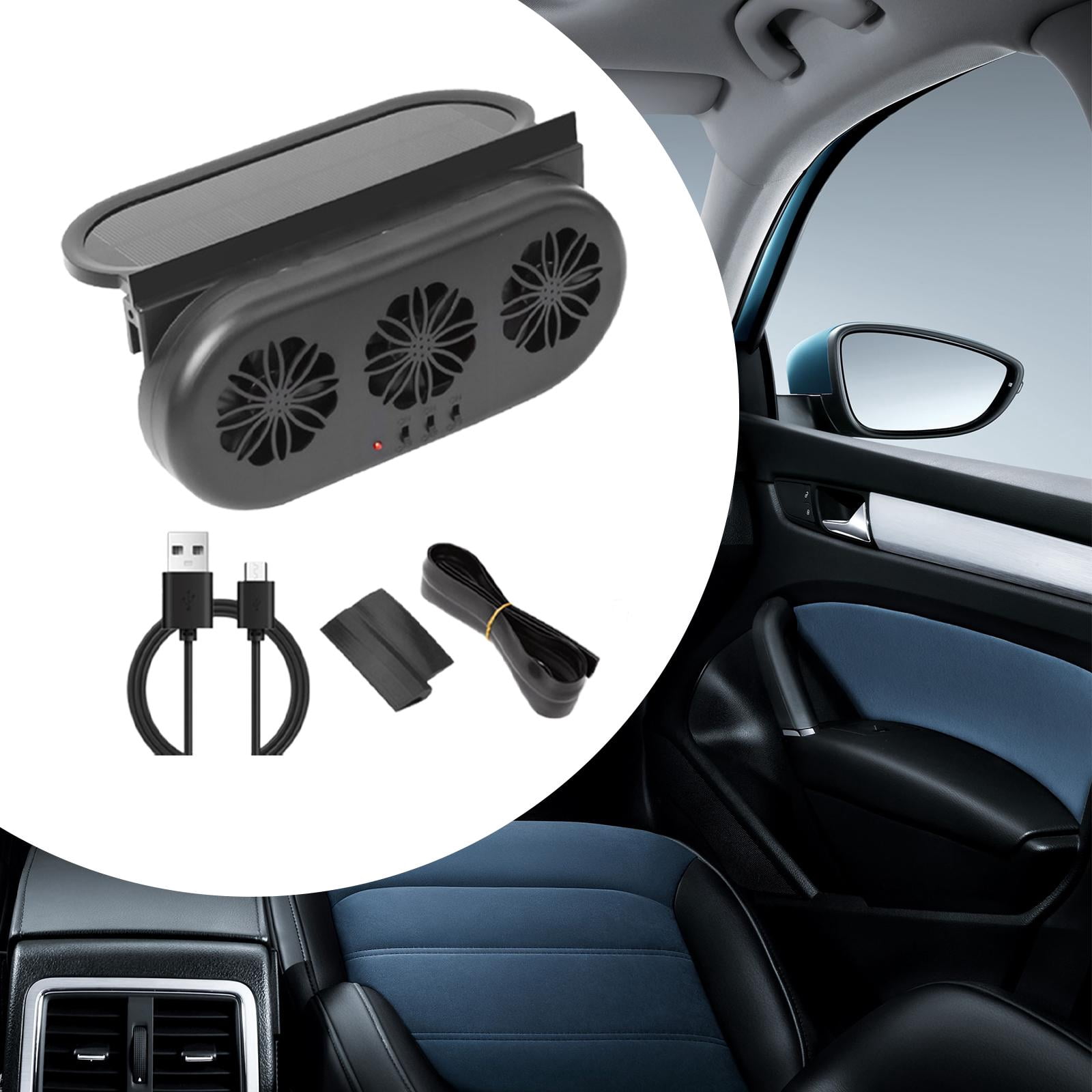 Baoblaze Car Solar Powered Window Exhaust Fan Portable Fan Vehicle Cooling Fan Black